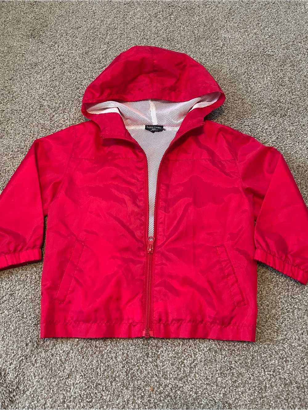 Faded Glory Bright Red Kids Hooded Raincoat